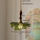 GobekUsa LED Pendant Lights Green Glass Copper Socket with Walnut Wood - Nordic Modern