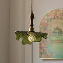 GobekUsa LED Pendant Lights Green Glass Copper Socket with Walnut Wood - Nordic Modern