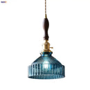 GobekUsa LED Pendant Lights with Blue Glass & Brass Knob Switch for Modern Home Decor