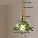 GobekUsa LED Pendant Lights with Blue Glass & Brass Knob Switch for Modern Home Decor