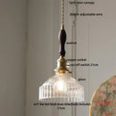 GobekUsa LED Pendant Lights with Blue Glass & Brass Knob Switch for Modern Home Decor