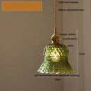 GobekUsa LED Pendant Lights with Blue Glass & Brass Knob Switch for Modern Home Decor