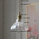 GobekUsa LED Pendant Lights with Blue Glass & Brass Knob Switch for Modern Home Decor