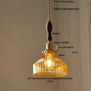 GobekUsa LED Pendant Lights with Blue Glass & Brass Knob Switch for Modern Home Decor