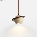 GobekUsa LED Pendant Lights Wood Home Decor Yellow Stone Globe Hanging Lamp