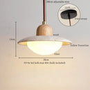 GobekUsa LED Pendant Lights Yellow Travertine Wood Hanging Lamp for Bedroom Dining Room
