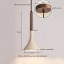 GobekUsa LED Pendant Lights Yellow Travertine Wood Hanging Lamp for Bedroom Dining Room
