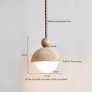 GobekUsa LED Pendant Lights Yellow Travertine Wood Hanging Lamp for Bedroom Dining Room
