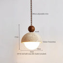 GobekUsa LED Pendant Lights Yellow Travertine Wood Hanging Lamp for Bedroom Dining Room