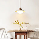 GobekUsa LED Pendant Lights Yellow Travertine Wood Hanging Lamp for Bedroom Dining Room