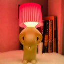 Whimsical beige and yellow ceramic pleats table lamp for bedroom by Decorbites