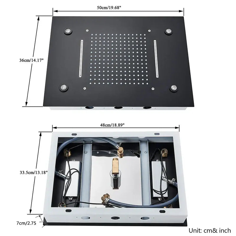 GobekUsa LED Rainfall Shower Head Ceiling Mount Large Size for Bathroom Shower, photo 6 of 7