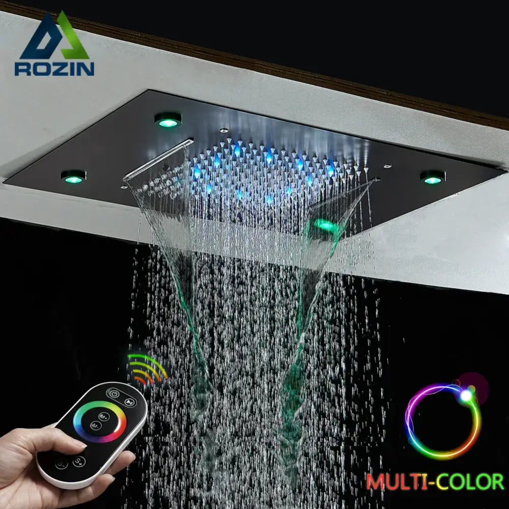 GobekUsa LED Rainfall Shower Head Ceiling Mount Large Size for Bathroom Shower