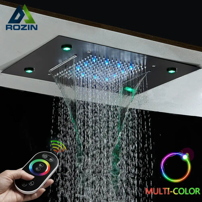GobekUsa LED Rainfall Shower Head Ceiling Mount Large Size for Bathroom Shower