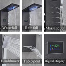 GobekUsa LED Rainfall Shower Panel Set with Temperature Screen and Hand Sprayer