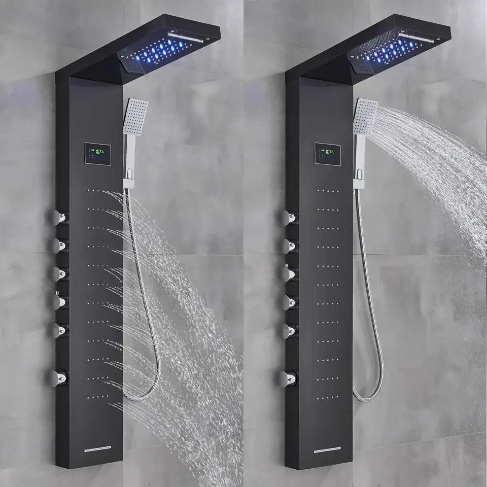 GobekUsa LED Rainfall Shower Panel Set with Temperature Screen and Hand Sprayer, photo 5 of 12