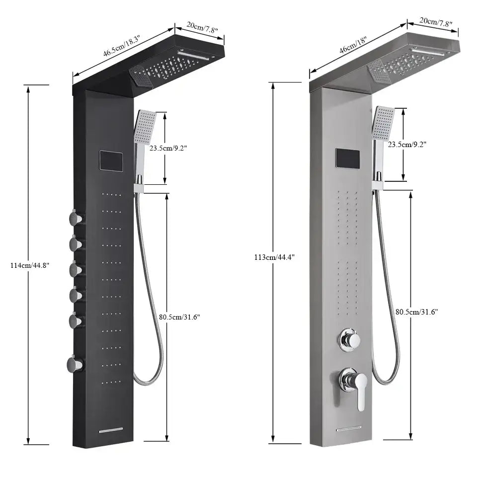 GobekUsa LED Rainfall Shower Panel Set with Temperature Screen and Hand Sprayer, photo 6 of 12