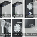 GobekUsa LED Rainfall Shower Panel Set with Temperature Screen System and Hand Sprayer