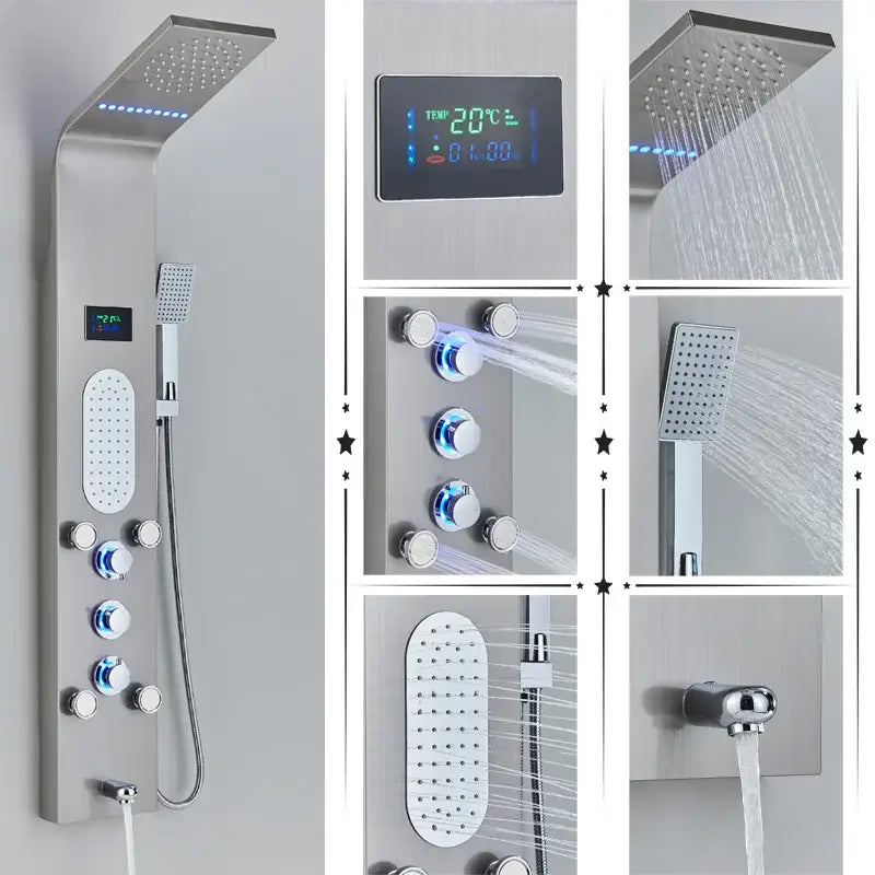 GobekUsa LED Rainfall Shower Panel System Black/Brushed Finish, photo 14 of 18