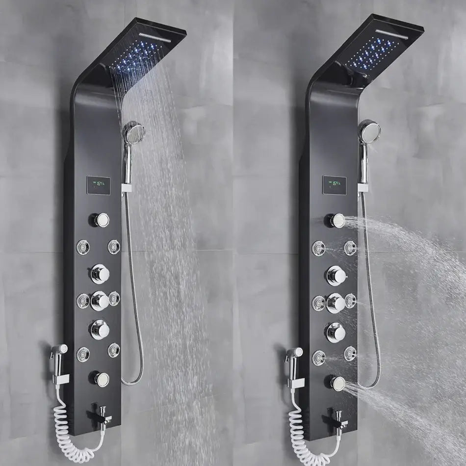 GobekUsa LED Rainfall Shower Panel System Black/Brushed Finish, photo 6 of 18