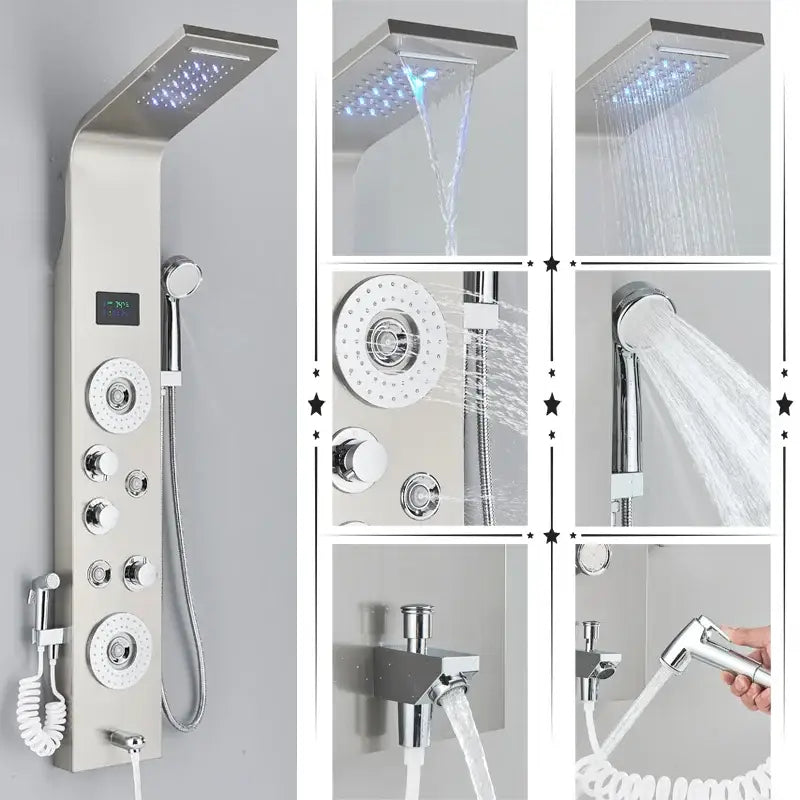 GobekUsa LED Rainfall Shower Panel System Black/Brushed Finish, photo 12 of 18