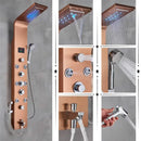 GobekUsa LED Rainfall Shower Panel System Black/Brushed Finish