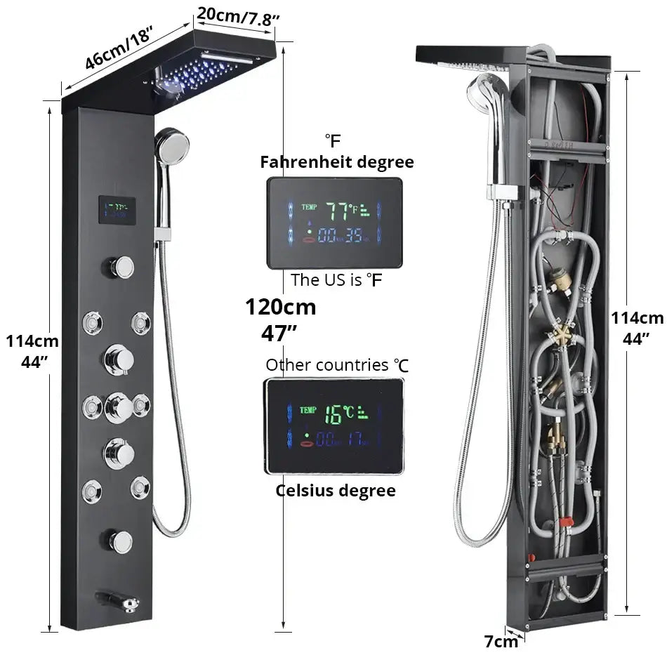GobekUsa LED Rainfall Shower Panel System with Temperature Screen & Massage SPA, photo 6 of 16