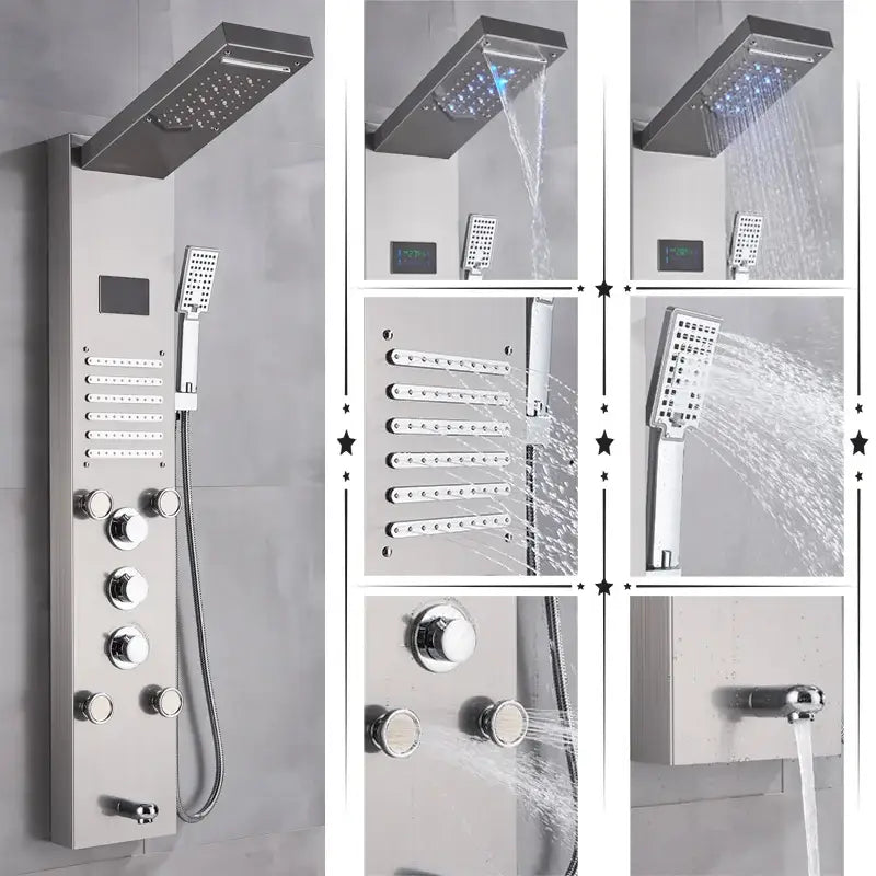 GobekUsa LED Rainfall Shower Panel System with Temperature Screen & Massage SPA, photo 11 of 16