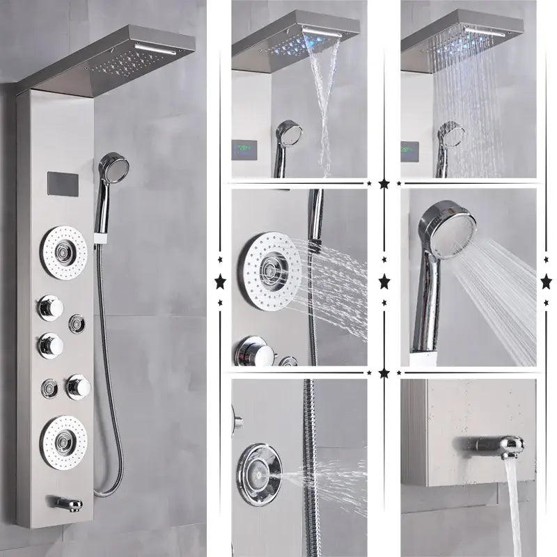 GobekUsa LED Rainfall Shower Panel System with Temperature Screen & Massage SPA, photo 9 of 16