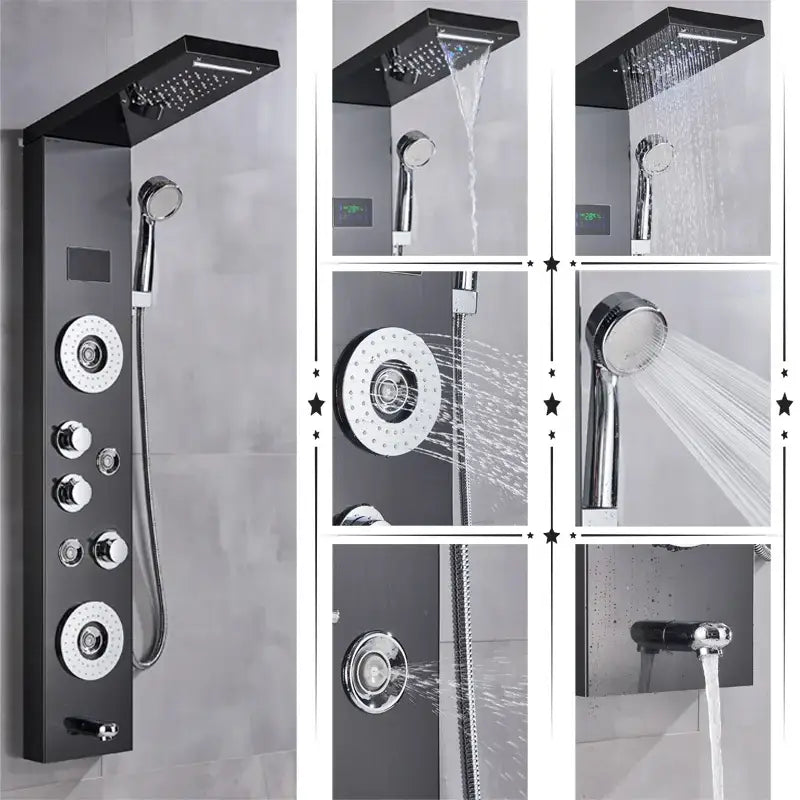 GobekUsa LED Rainfall Shower Panel System with Temperature Screen & Massage SPA, photo 10 of 16
