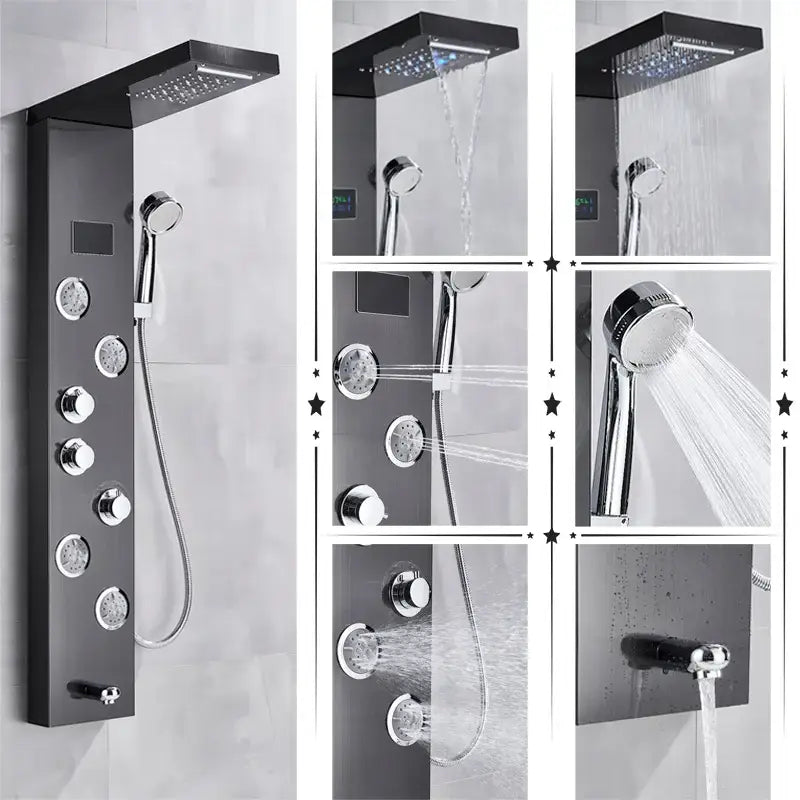 GobekUsa LED Rainfall Shower Panel System with Temperature Screen & Massage SPA, photo 14 of 16