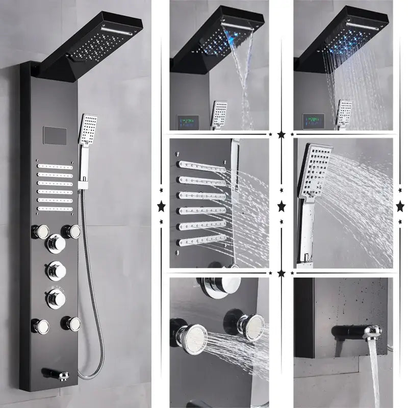 GobekUsa LED Rainfall Shower Panel System with Temperature Screen & Massage SPA, photo 7 of 16