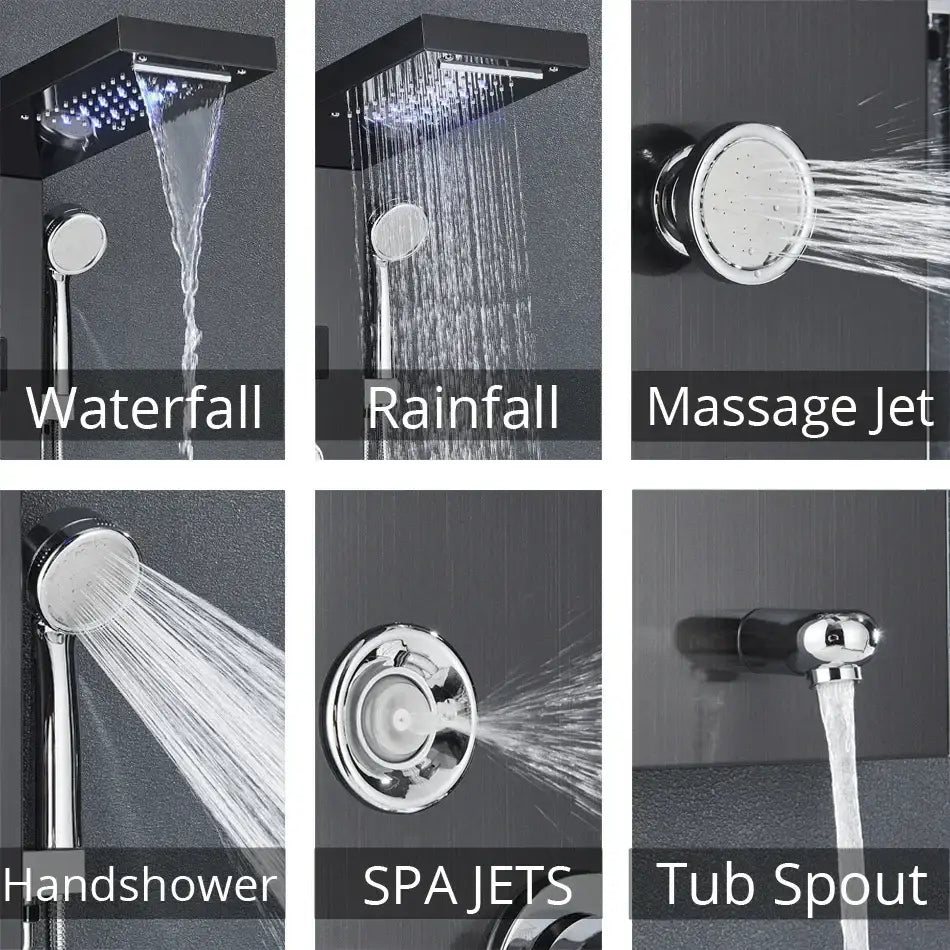 GobekUsa LED Rainfall Shower Panel System with Temperature Screen & Massage SPA, photo 2 of 16