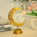 Golden filigree led ramadan moon table lamp bedroom decor by Decorbites