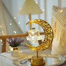 Golden filigree led ramadan moon table lamp bedroom decor by Decorbites
