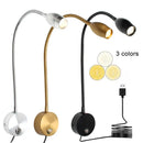 Flexible led reading light silver gold & black bedroom desk lamp by Decorbites
