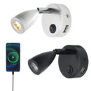 Silver & black led reading light with usb port bedroom spotlight by Decorbites