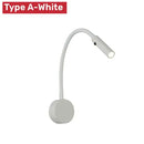 Flexible black & white led reading wall lamp for bedroom study by Decorbites
