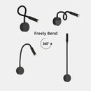 Flexible black & white led reading wall lamp for bedroom study by Decorbites