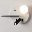 GobekUsa LED Reading Wall Lamp with USB Charging, Storage, and Nordic Design
