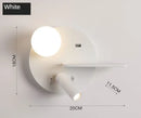 GobekUsa LED Reading Wall Lamp with USB Charging, Storage, and Nordic Design