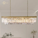GobekUsa LED Rectangular Crystal Chandelier for Dining Living Kitchen Island