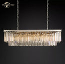 GobekUsa LED Rectangular Crystal Chandelier for Dining Living Kitchen Island
