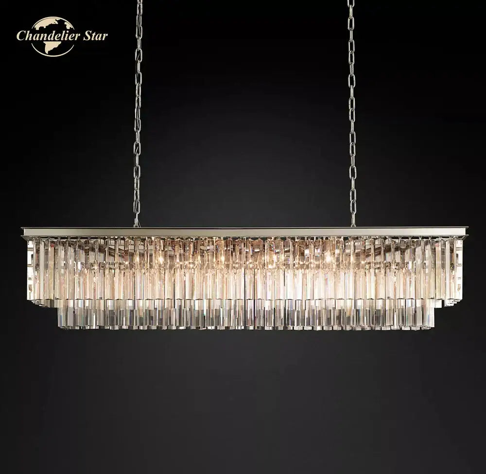 GobekUsa LED Rectangular Crystal Chandelier for Dining Living Kitchen Island, photo 2 of 6