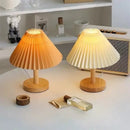 Retro pleated off-white table lamp set of 2 bedroom led light by Decorbites