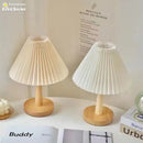 Retro pleated off-white table lamp set of 2 bedroom led light by Decorbites