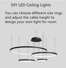 GobekUsa LED Ring Chandelier Ceiling Pendant Modern Round Circle Lamps