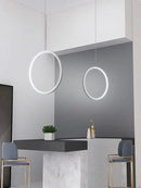 GobekUsa LED Ring Chandelier: Minimalist Black Circle Pendant Light for Living Room Lighting