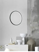 GobekUsa LED Ring Chandelier: Minimalist Black Circle Pendant Light for Living Room Lighting