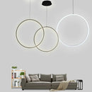 GobekUsa LED Ring Chandelier: Minimalist Black Circle Pendant Light for Living Room Lighting
